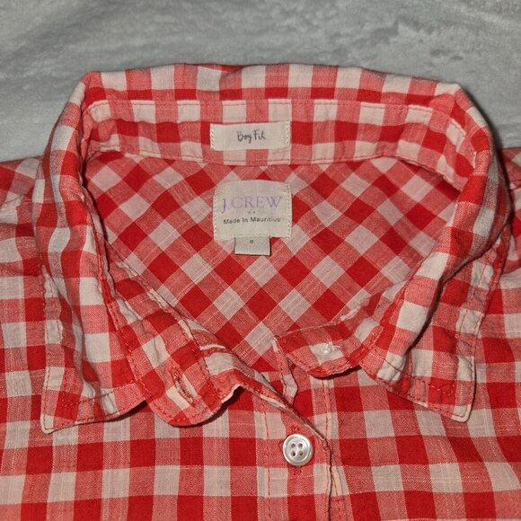 J.Crew Women’s Red Gingham Button Down Shirt Size S Long Sleeve Lightweight - Picture 3 of 11